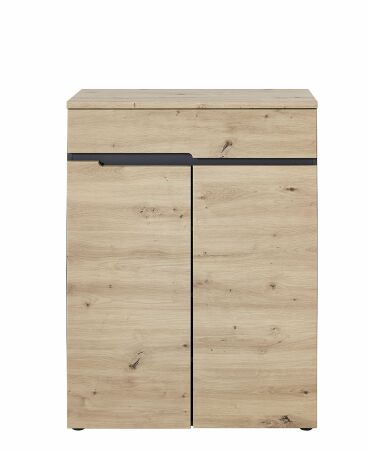 Předsíňový nábytek VANCOUVER_ botník 3B A1 GH 10_ rozměry š/v/h_ 80/107/38 cm_ čelní pohled_ obr. 9