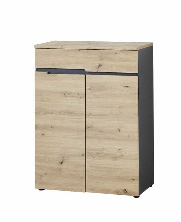 Předsíňový nábytek VANCOUVER_ botník 3B A1 GH 10_ rozměry š/v/h_ 80/107/38 cm_ šikmý pohled_ obr. 10