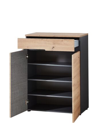 Předsíňový nábytek VANCOUVER_ botník 3B A1 GH 10_ rozměry š/v/h_ 80/107/38 cm_ otevřený_ vnitřní uspořádání_ obr. 11