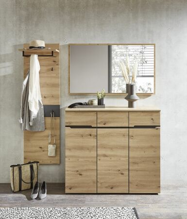 Předsíňový nábytek VANCOUVER_ sestava 3B A1 GH 82_rozměry š/v/h_ 181/190/38 cm_ čelní pohled_ obr. 2