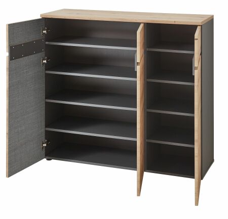 Předsíňový nábytek VANCOUVER_ botník 3B A1 GH 11_rozměry š/v/h_ 120/107/38 cm_ otevřený_ vnitřní uspořádání_ obr. 5