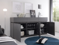 Sideboard (komoda) REX_anthrazit-wenge_3 dvířka_3 zásuvky_otevřená Sideboard (komoda) REX_anthrazit-wenge_3 dvířka_3 zásuvky_otevřená