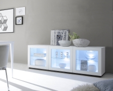 Sideboard (komoda) REX_bílá-wenge_sokl_3 proskl. dv. Sideboard (komoda) REX_bílá-wenge_sokl_3 proskl. dv.
