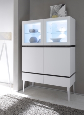 Highboard REX_bílá-wenge_2 proskl. dv. + 2 dv. + 2 zásuvky Highboard REX_bílá-wenge_2 proskl. dv. + 2 dv. + 2 zásuvky