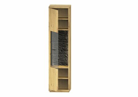 Nábytek do obývacího pokoje ALGARVE_ vitrína 46 16 HH 01_ rozměry š/v/h_ 50/206/41 cm_ volitelné LED osvětlení_ otevřená_ obr. 5