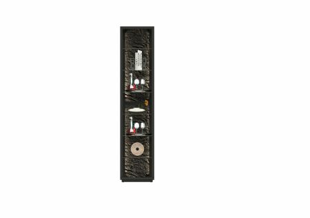 Nábytek do obývacího pokoje ALGARVE_ regál 46 16 HH 08_ rozměry š/v/h_ 45/206/43 cm_ volitelné LED osvětlení_ čelní pohled_ vyobrazení s dekoracemi_ obr. 19