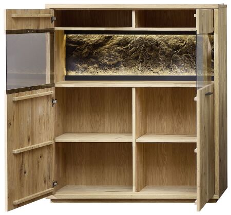Nábytek do obývacího pokoje ALGARVE_ highboard 46 16 HH 22_ rozměry š/v/h_ 120/139/41 cm_ volitelné LED osvětlení_ otevřený_ obr. 12