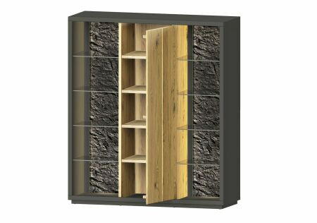 Nábytek do obývacího pokoje ALGARVE_ highboard 46 16 HH 24_ rozměry š/v/h_ 120/139/41 cm_ volitelné LED osvětlení_ otevřený_ obr. 15