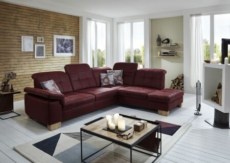 Sedací souprava SAMU_ sestava 3LKV -1,5KORKV_ rohové rozměry sestavy zleva 299 x 243 cm_ polohovatelné opěrky hlavy ve standardu_ ostatní volitelné funkce za příplatek_ v látce Deluxe wine_ obr. 7