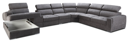 Sedac souprava SOKRATES_ sestava LL + 2,5 BB + E + 2,5 BB + Bok P_ rohov rozmry zleva  178 x 400 x 319 cm_ polohovateln oprky hlavy ve standardu_ ostatn voliteln funkce za pplatek_ lon prostor u elementu Longchair lev_ obr. 5