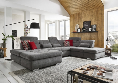 Sedací souprava STAGE_ sestava CanLST-2,5ELST-SE-1,5STAhor_ rozměry sestavy zleva 195 x 382 x 260 cm_ výška 82-100 cm_ nastavení hloubky sedu ve standardu_ ostatní volitelné funkce za příplatek_ v látce Belle grey_ obr. 18