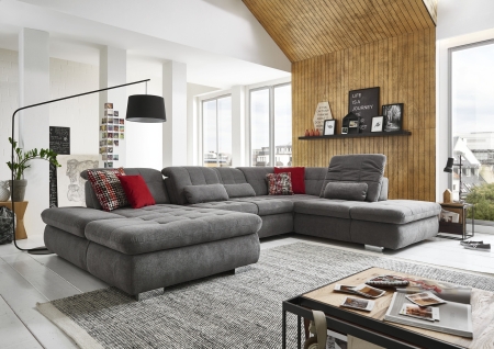 Sedací souprava STAGE_ sestava CanLST-2,5ELST-SE-1,5STAhor_ rozměry sestavy zleva 195 x 382 x 260 cm_ výška 82-100 cm_ nastavení hloubky sedu ve standardu_ ostatní volitelné funkce za příplatek_ v látce Belle grey_ obr. 19
