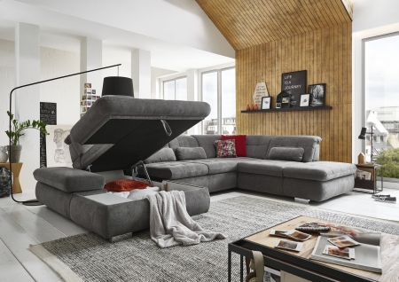 Sedac souprava STAGE_ sestava CanLST-2,5ELST-SE-1,5STAhor_ rozmry sestavy zleva 195 x 382 x 260 cm_ vka 82-100 cm_ nastaven hloubky sedu ve standardu_ ostatn voliteln funkce za pplatek_ v ltce Belle grey_ obr. 20