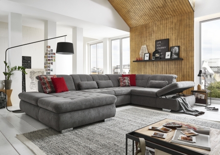 Sedací souprava STAGE_ sestava CanLST-2,5ELST-SE-1,5STAhor_ rozměry sestavy zleva 195 x 382 x 260 cm_ výška 82-100 cm_ nastavení hloubky sedu ve standardu_ ostatní volitelné funkce za příplatek_ v látce Belle grey_ obr. 22