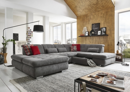 Sedací souprava STAGE_ sestava CanLST-2,5ELST-SE-1,5STAhor_ rozměry sestavy zleva 195 x 382 x 260 cm_ výška 82-100 cm_ nastavení hloubky sedu ve standardu_ ostatní volitelné funkce za příplatek_ v látce Belle grey_ obr. 23