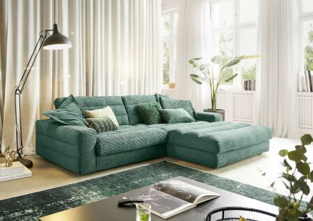 Sedací souprava STRADO_ sestava 1,5AL-LAR groß long_ v látce Cord green_ obr. 1