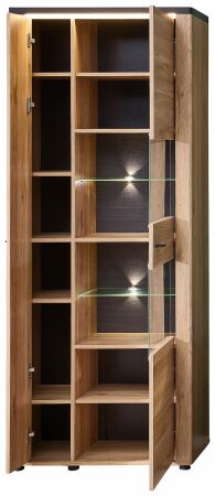 Nábytek do obývacího pokoje COLEÉ_ vitrina 10 S2 HZ 01_ rozměry š/v/h_ 80/204/38 cm_ včetně LED osvětlení_ otevřená_ obr. 7