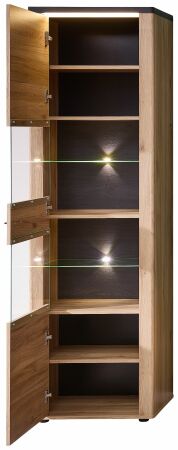 Nábytek do obývacího pokoje COLEÉ_ vitrina 10 S2 HZ 02_ rozměry š/v/h_ 60/204/38 cm_ včetně LED osvětlení_ otevřená_ obr. 7