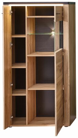 Nábytek do obývacího pokoje COLEÉ_ highboard 10 S2 HZ 21_ rozměry š/v/h_ 80/146/38 cm_ včetně LED osvětlení_ otevřený_ obr. 6